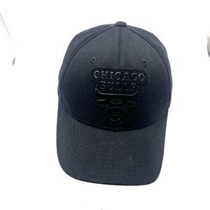Mitchell & Ness Black on Black Embossed Chicago Bulls Wool Blend Snapback Hat